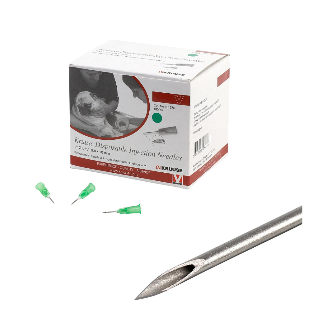 Agulha Descartável Kruuse Verde 21G x 3/8" - 0