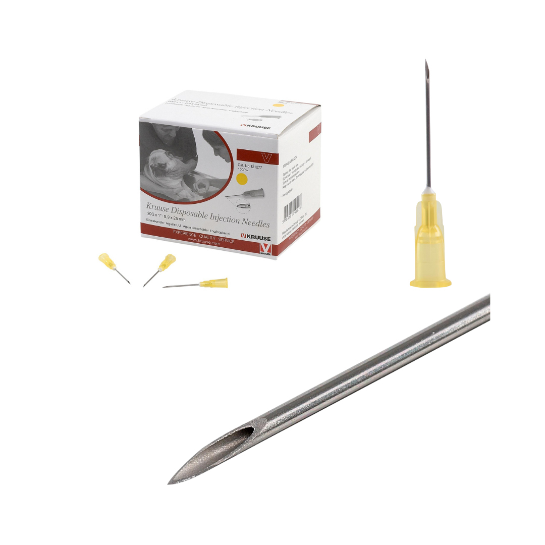 Agulha Descartável Kruuse Amarela 20G x 1" - 0