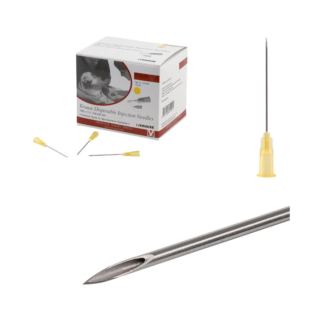 Agulha Descartável Kruuse Amarela 20G x 1 1/2" - 0