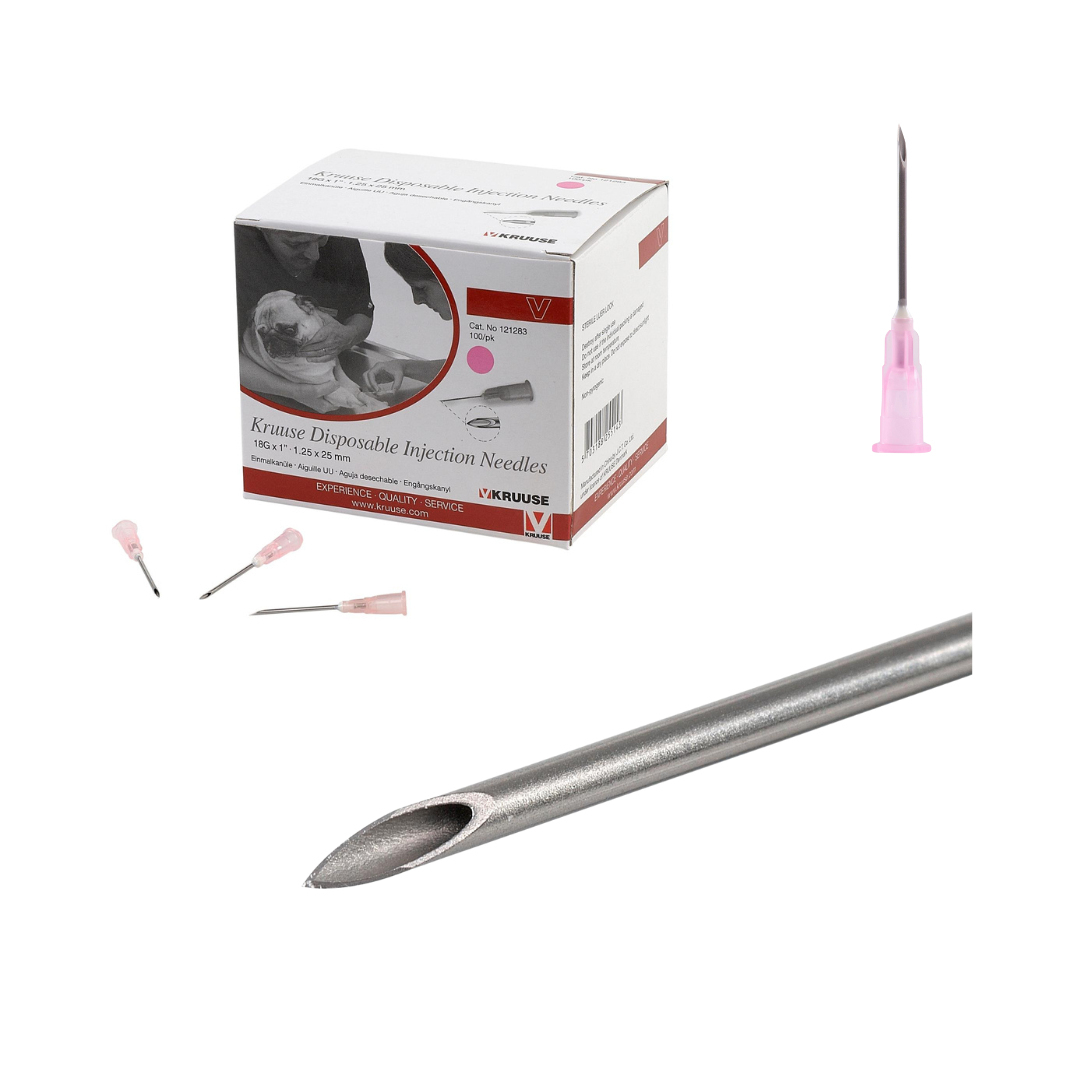 Agulha Descartável Kruuse Rosa 18G x 1" - 1
